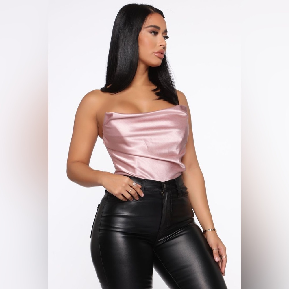 Fashion Nova pink satin corset top